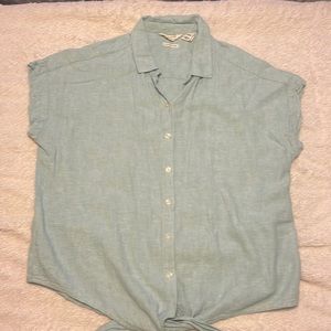 Soft Linen Tie-front Shirt